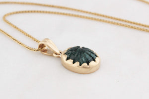 CUSTOM 5.70ct CARVED TOURMALINE PENDANT 9ct GOLD