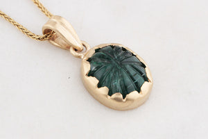 CUSTOM 5.70ct CARVED TOURMALINE PENDANT 9ct GOLD