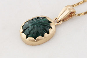 CUSTOM 5.70ct CARVED TOURMALINE PENDANT 9ct GOLD