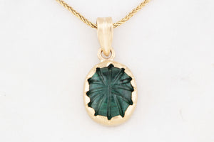 CUSTOM 5.70ct CARVED TOURMALINE PENDANT 9ct GOLD