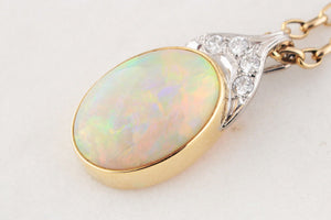 VINTAGE SOLID OPAL & DIAMOND ENHANCER PENDANT 18ct GOLD