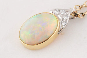 VINTAGE SOLID OPAL & DIAMOND ENHANCER PENDANT 18ct GOLD