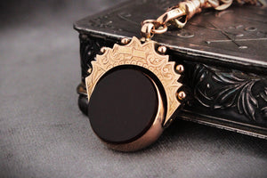ANTIQUE VICTORIAN DOUBLE SIDED FOB SWIVEL PENDANT 9ct GOLD
