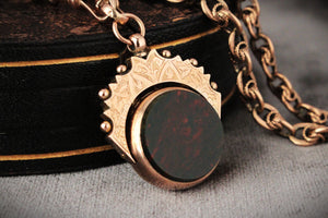ANTIQUE VICTORIAN DOUBLE SIDED FOB SWIVEL PENDANT 9ct GOLD