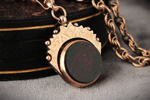ANTIQUE VICTORIAN DOUBLE SIDED FOB SWIVEL PENDANT 9ct GOLD