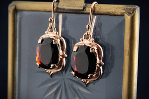 VINTAGE PYROPE GARNET EARRINGS 9ct GOLD