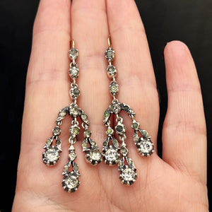 ANTIQUE GEORGIAN PASTE EARRINGS c1820 SILVER & 9ct ROSE GOLD