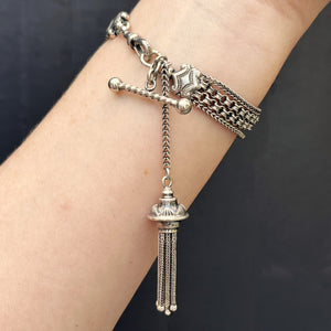 ANTIQUE VICTORIAN c1880 SILVER ALBERTINA BRACELET