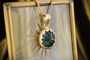 CUSTOM 5.70ct CARVED TOURMALINE PENDANT 9ct GOLD