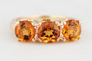 RETRO CITRINE TRILOGY RING 10ct GOLD