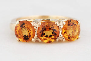 RETRO CITRINE TRILOGY RING 10ct GOLD