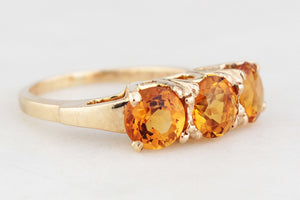 RETRO CITRINE TRILOGY RING 10ct GOLD