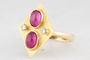 MID-CENTURY RUBY & DIAMOND RING 18ct GOLD