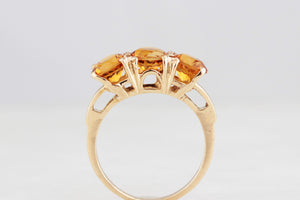 RETRO CITRINE TRILOGY RING 10ct GOLD
