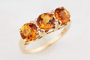 RETRO CITRINE TRILOGY RING 10ct GOLD