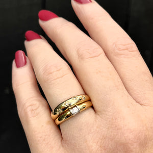 TWO DIAMOND STACKING RINGS 18ct & 9ct YELLOW GOLD