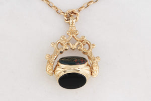 ANTIQUE VICTORIAN TRIPLE FOB SPINNER 9ct GOLD