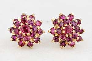 VINTAGE MID CENTURY 2.14ct RUBY EARRINGS 9ct GOLD