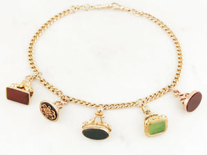 ANTIQUE EDWARDIAN ALBERT CHAIN NECKLACE & FOB SEALS 15ct & 9ct GOLD