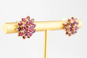 VINTAGE MID CENTURY 2.14ct RUBY EARRINGS 9ct GOLD