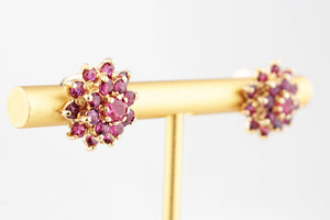 VINTAGE MID CENTURY 2.14ct RUBY EARRINGS 9ct GOLD