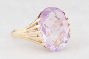 MID-CENTURY ROSE-DE-FRANCE AMETHYST COCKTAIL RING 9ct GOLD