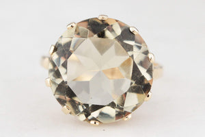 MID-CENTURY 11.70ct CITRINE COCKTAIL RING 9ct GOLD