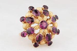 VINTAGE 1940’S PYROPE GARNET COCKTAIL RING 14ct GOLD
