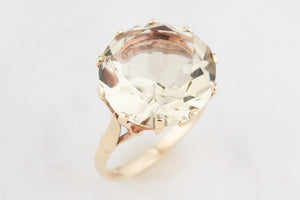 MID-CENTURY 11.70ct CITRINE COCKTAIL RING 9ct GOLD