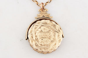 ANTIQUE EDWARDIAN ENGRAVED SPINNING FOB LOCKET 9ct GOLD
