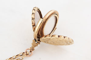 ANTIQUE EDWARDIAN ENGRAVED SPINNING FOB LOCKET 9ct GOLD