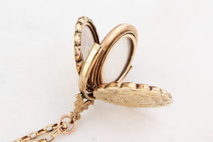 ANTIQUE EDWARDIAN ENGRAVED SPINNING FOB LOCKET 9ct GOLD