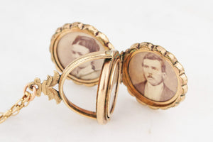 ANTIQUE EDWARDIAN ENGRAVED SPINNING FOB LOCKET 9ct GOLD