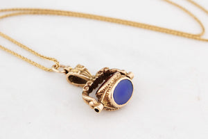 ANTIQUE VICTORIAN TRIPLE SPINNING FOB PENDANT 9ct GOLD