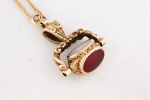 ANTIQUE VICTORIAN TRIPLE SPINNING FOB PENDANT 9ct GOLD