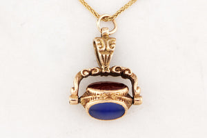 ANTIQUE VICTORIAN TRIPLE SPINNING FOB PENDANT 9ct GOLD