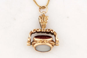 ANTIQUE VICTORIAN TRIPLE SPINNING FOB PENDANT 9ct GOLD