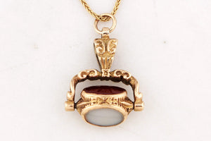 ANTIQUE VICTORIAN TRIPLE SPINNING FOB PENDANT 9ct GOLD