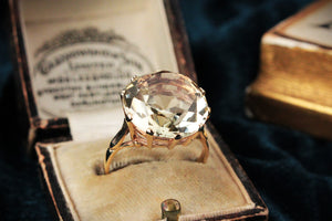 MID-CENTURY 11.70ct CITRINE COCKTAIL RING 9ct GOLD