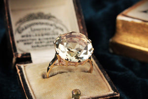 MID-CENTURY 11.70ct CITRINE COCKTAIL RING 9ct GOLD