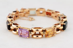 VINTAGE c1940/50 21.76ct MIXED GEM BRACELET 18ct GOLD