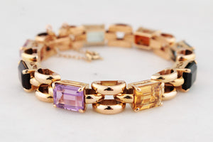 VINTAGE c1940/50 21.76ct MIXED GEM BRACELET 18ct GOLD