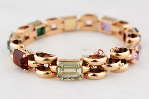 VINTAGE c1940/50 21.76ct MIXED GEM BRACELET 18ct GOLD