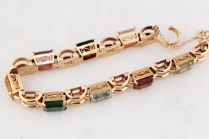VINTAGE c1940/50 21.76ct MIXED GEM BRACELET 18ct GOLD