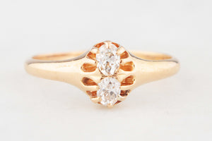 ANTIQUE EDWARDIAN c1900 DOUBLE DIAMOND RING 18ct GOLD