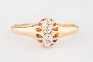 ANTIQUE EDWARDIAN c1900 DOUBLE DIAMOND RING 18ct GOLD