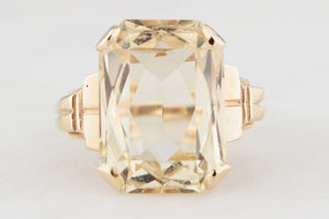 MID-CENTURY 8.50ct CITRINE COCKTAIL RING 9ct GOLD