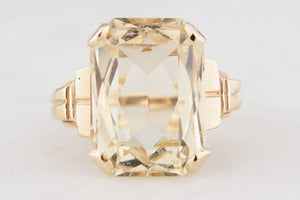 MID-CENTURY 8.50ct CITRINE COCKTAIL RING 9ct GOLD