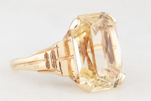 MID-CENTURY 8.50ct CITRINE COCKTAIL RING 9ct GOLD