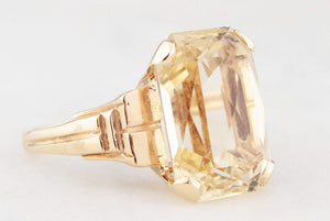 MID-CENTURY 8.50ct CITRINE COCKTAIL RING 9ct GOLD